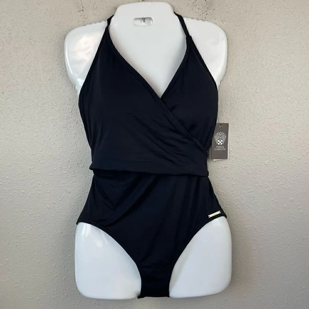 NWT Vince Camuto Black One Piece Swim Suit Size 12